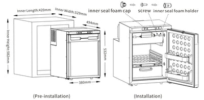 APEX50RV Dual Zone Camping Fridge/ Freezer 12v/24v 50L Capacity Camp 4x4