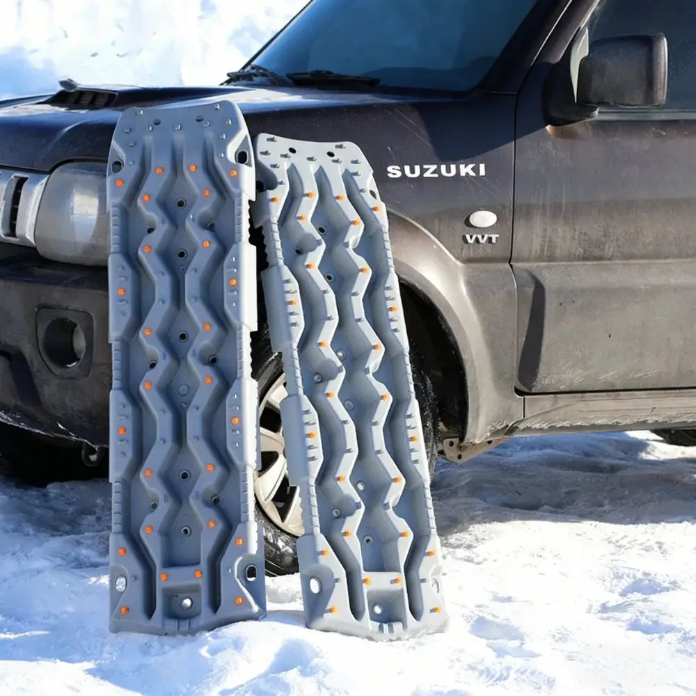 2x GREY Recovery Traction Boards Sand Ladder Mud Snow Plastic Pair 4x4 TRED PRO