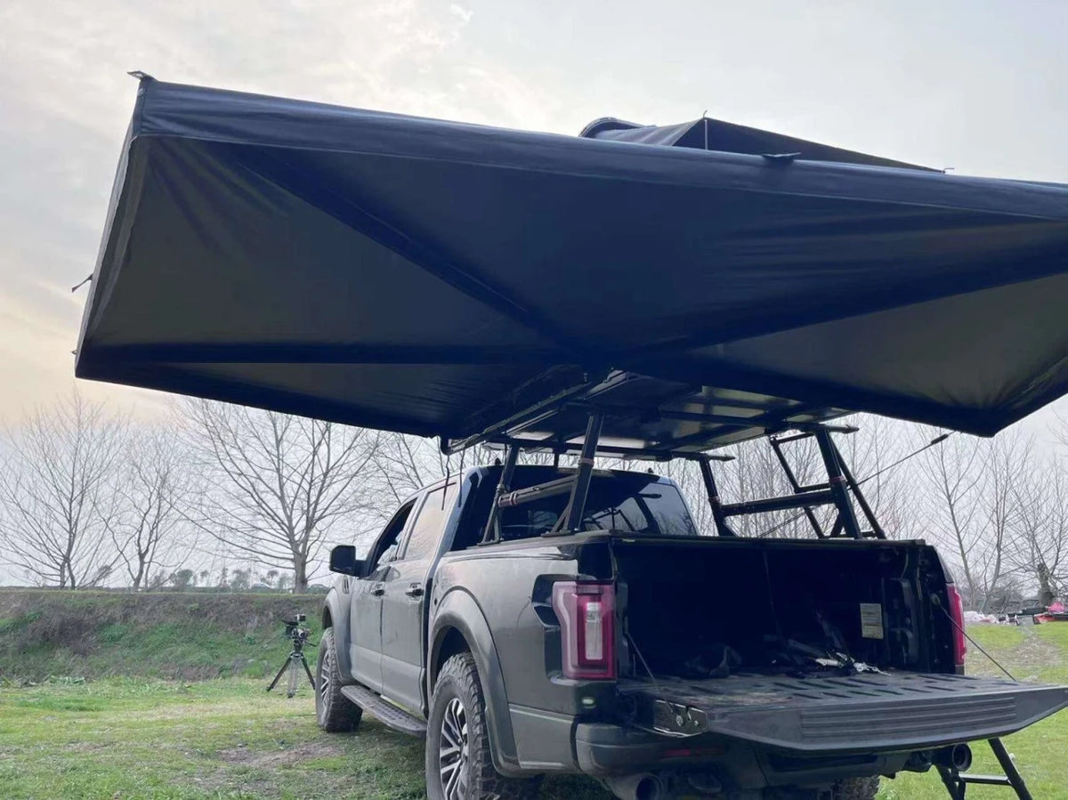 Apex4WD LED BLACK 270-Degree Awning - RIGHT Side Expedition Fold-out Vehicle Camping Tent