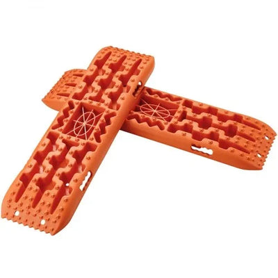 2x Orange Recovery Traction Boards WITH JACK BASE Sand Ladder Mud Snow Plastic Set Pair Kit 4x4